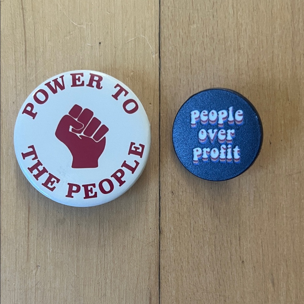 Power to the People Button and People Over Profit Pin Set